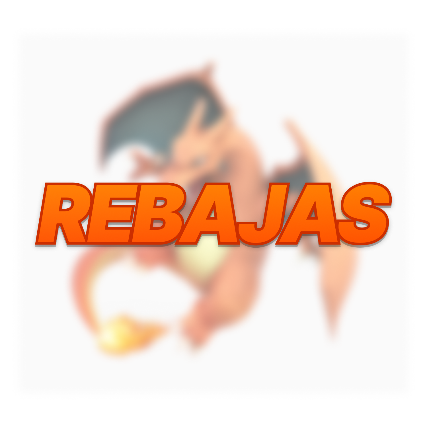 Ofertas cartas pokémon con imagen de Charizard y texto rebajas en el centro