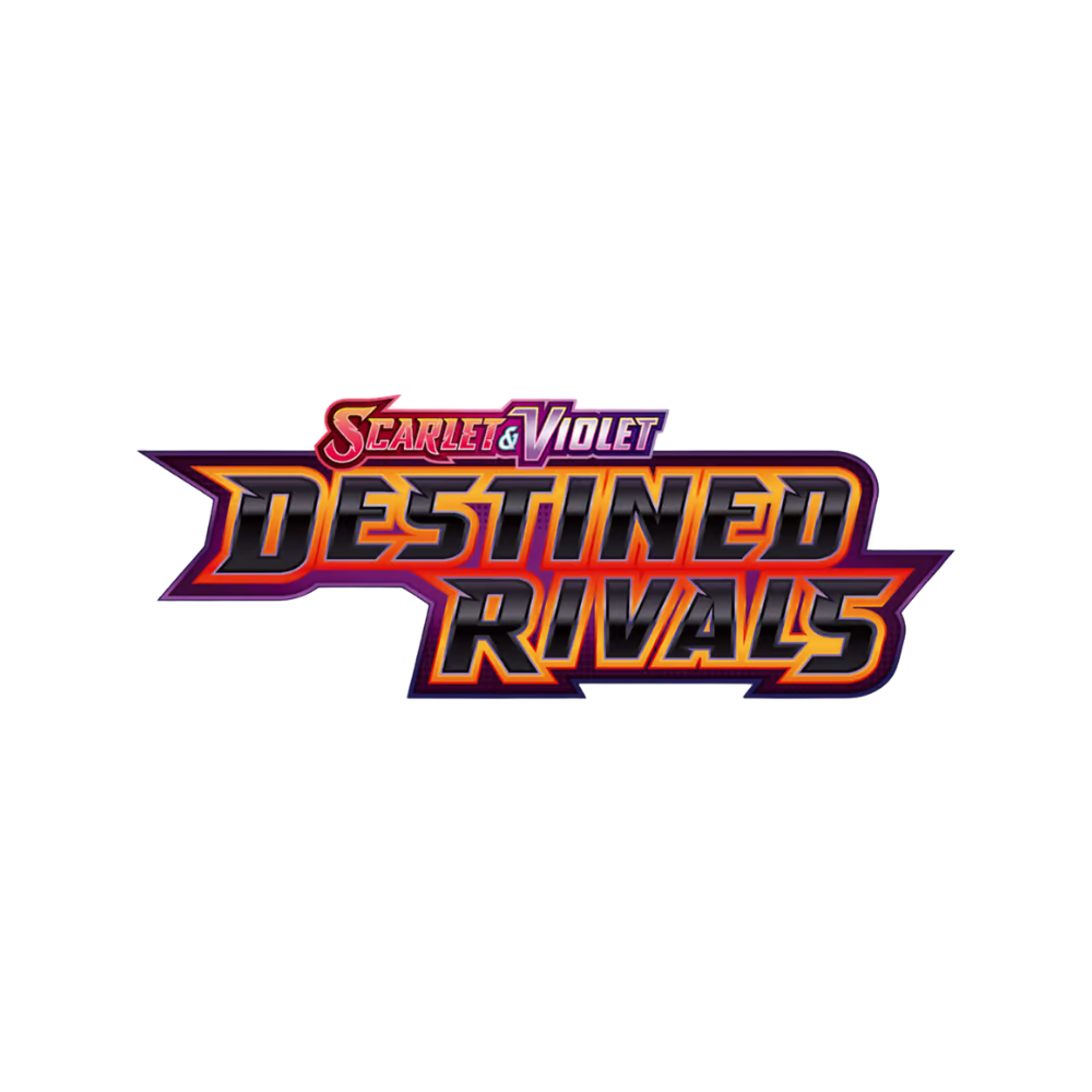 Logo oficial de Destined Rivals expansión mostrando el título con colores rojo y violeta para la colección de Team Rocket