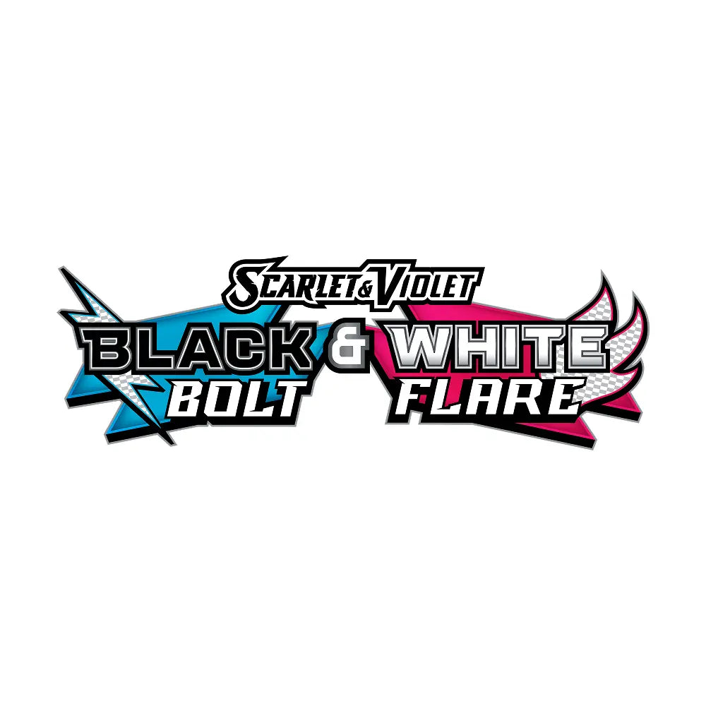 Logotipo oficial de la Colección White Flare & Black Bolt del Pokémon TCG con diseño en blanco y negro