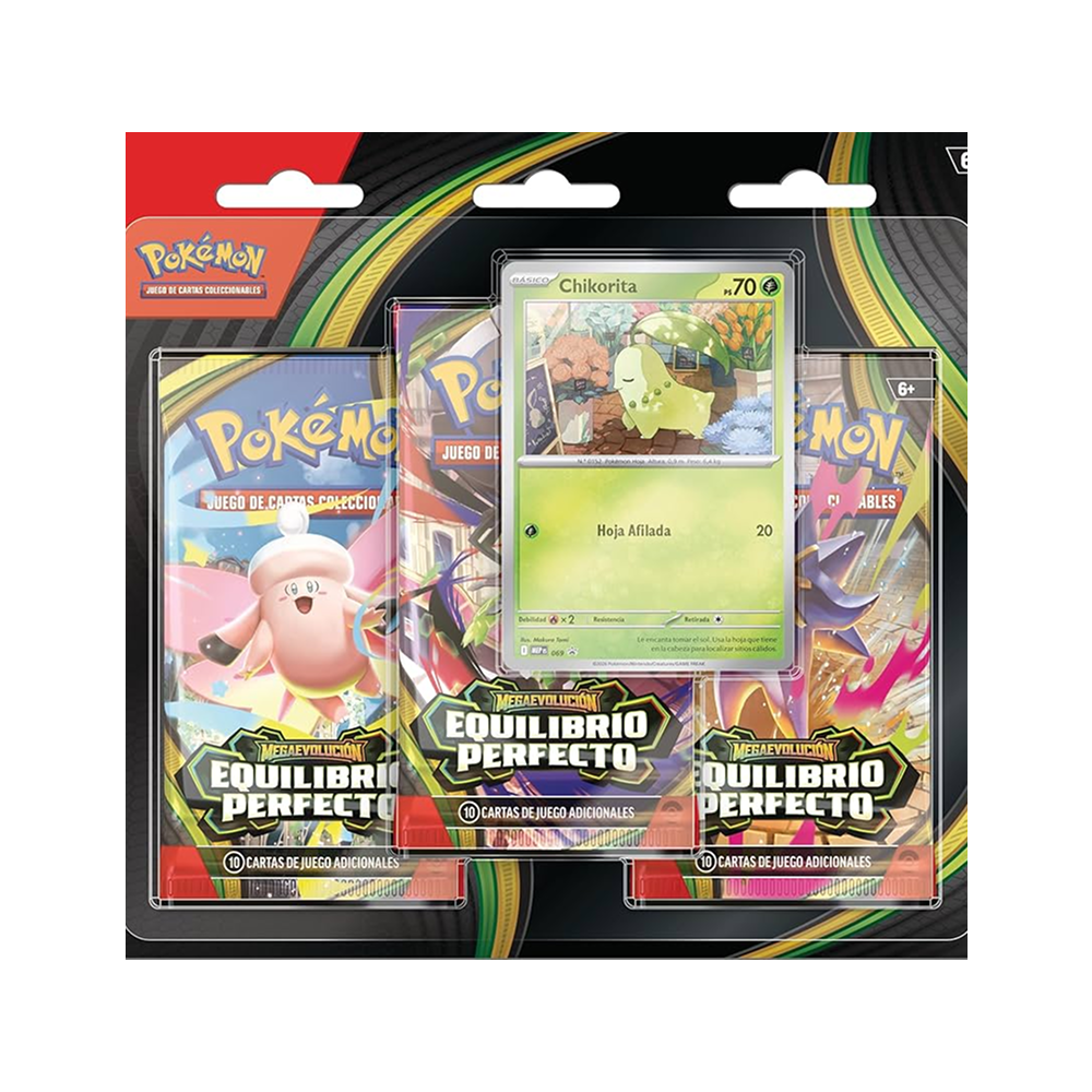 Blíster 3 Sobres con Promo Chikorita - Español
