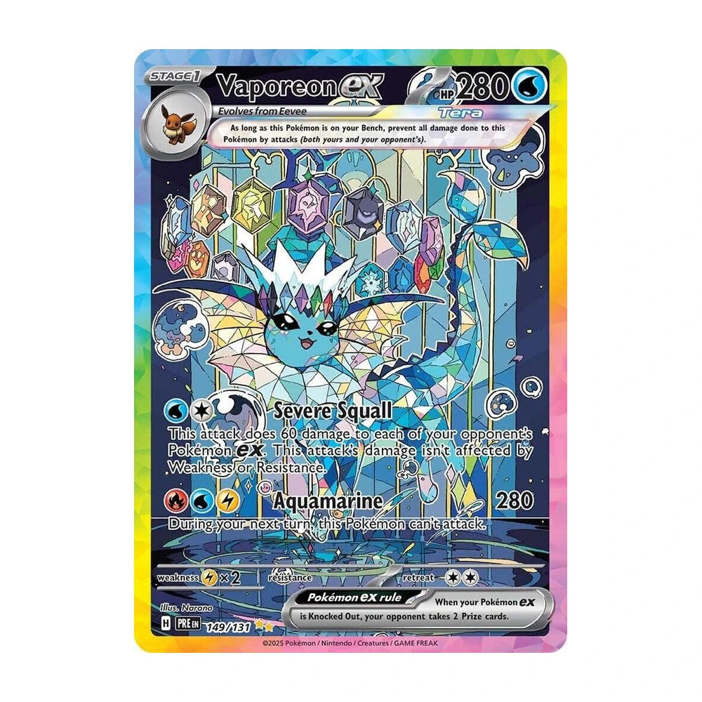 Vaporeon ex 149/131 Special Illustration Rare de Prismatic Evolutions en inglés