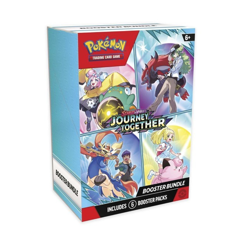 Caja de sobres Pokémon TCG Metamorph Center con 6 sobres incluidos Booster Bundle Journey Together en Inglés