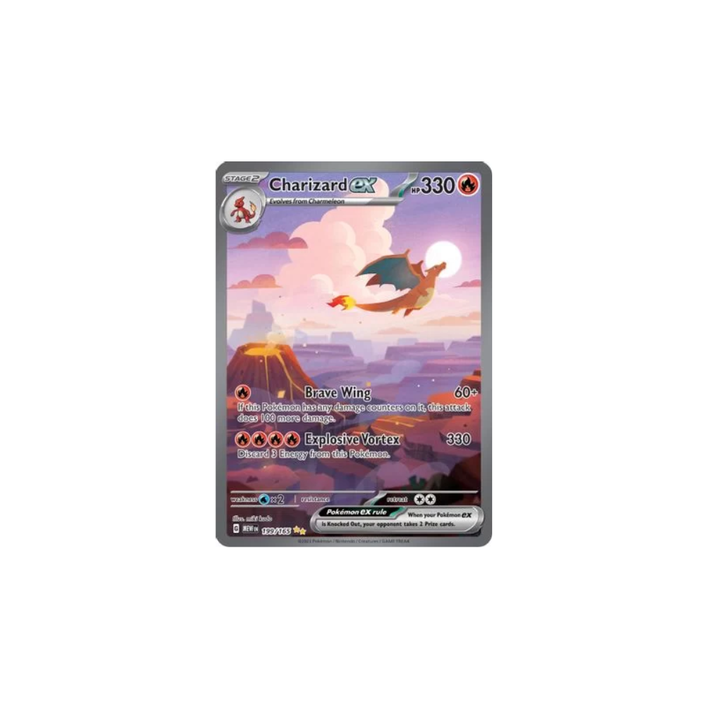 Carta Pokémon Charizard ex con fondo volcánico para Booster Bundle Pokémon 151 en Inglés de Metamorph Center