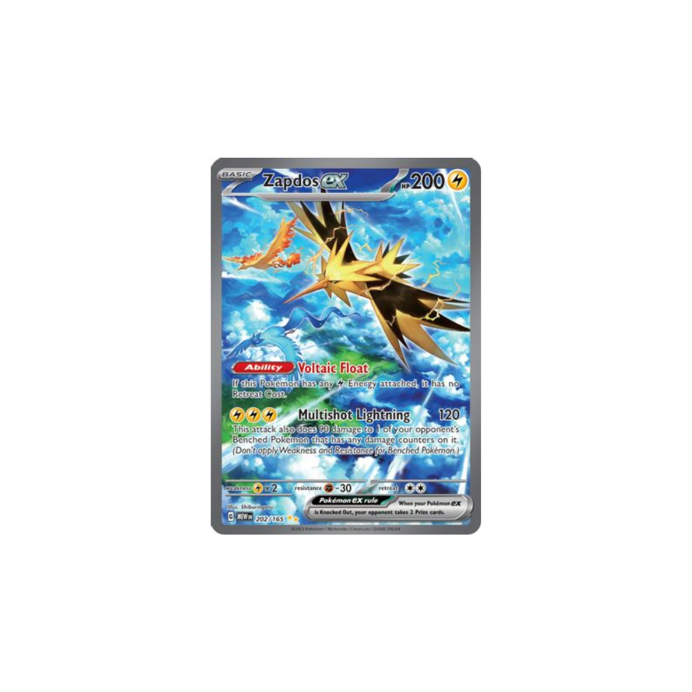 Carta Pokémon Zapdos EX con ilustración brillante del Booster Bundle Pokémon 151 en Inglés