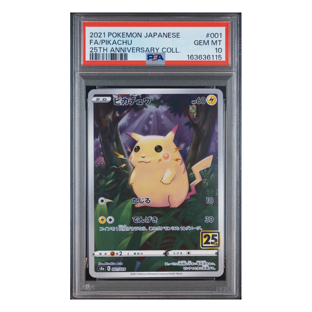 Pikachu #001 25th Anniversary Collection PSA 10 japonés, cert 163636115
