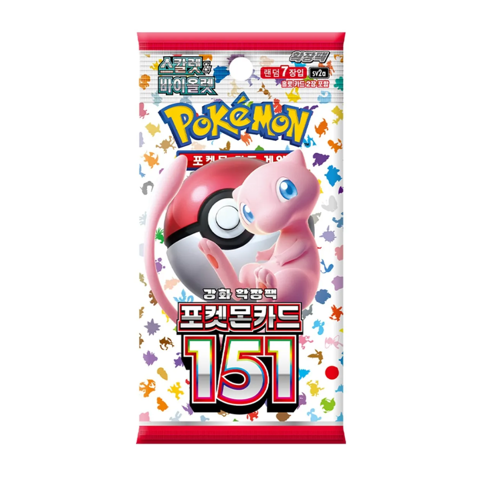 Sobre Pokémon 151 en Coreano con imagen de Mew y Pokébola para colección TCG