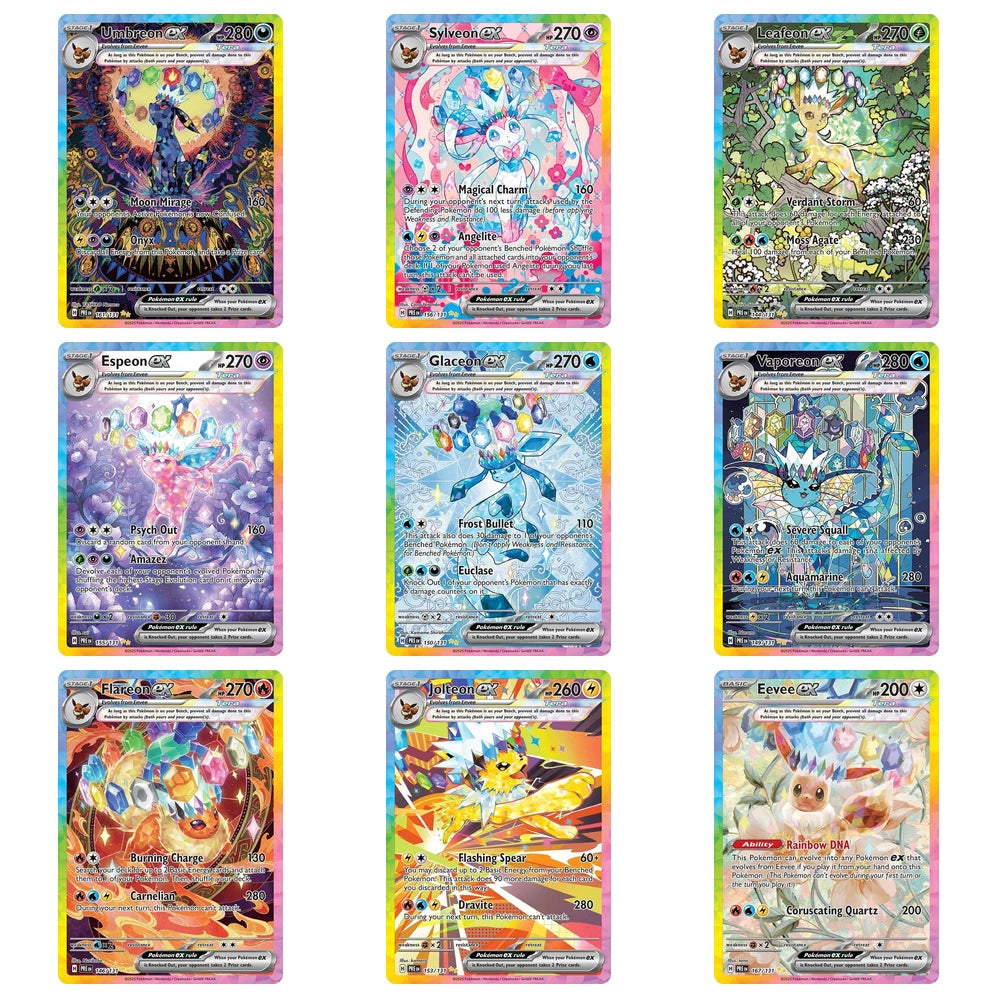 Cartas destacadas de Prismatic Evolutions: Special Illustration Rare de Eevee y sus evoluciones