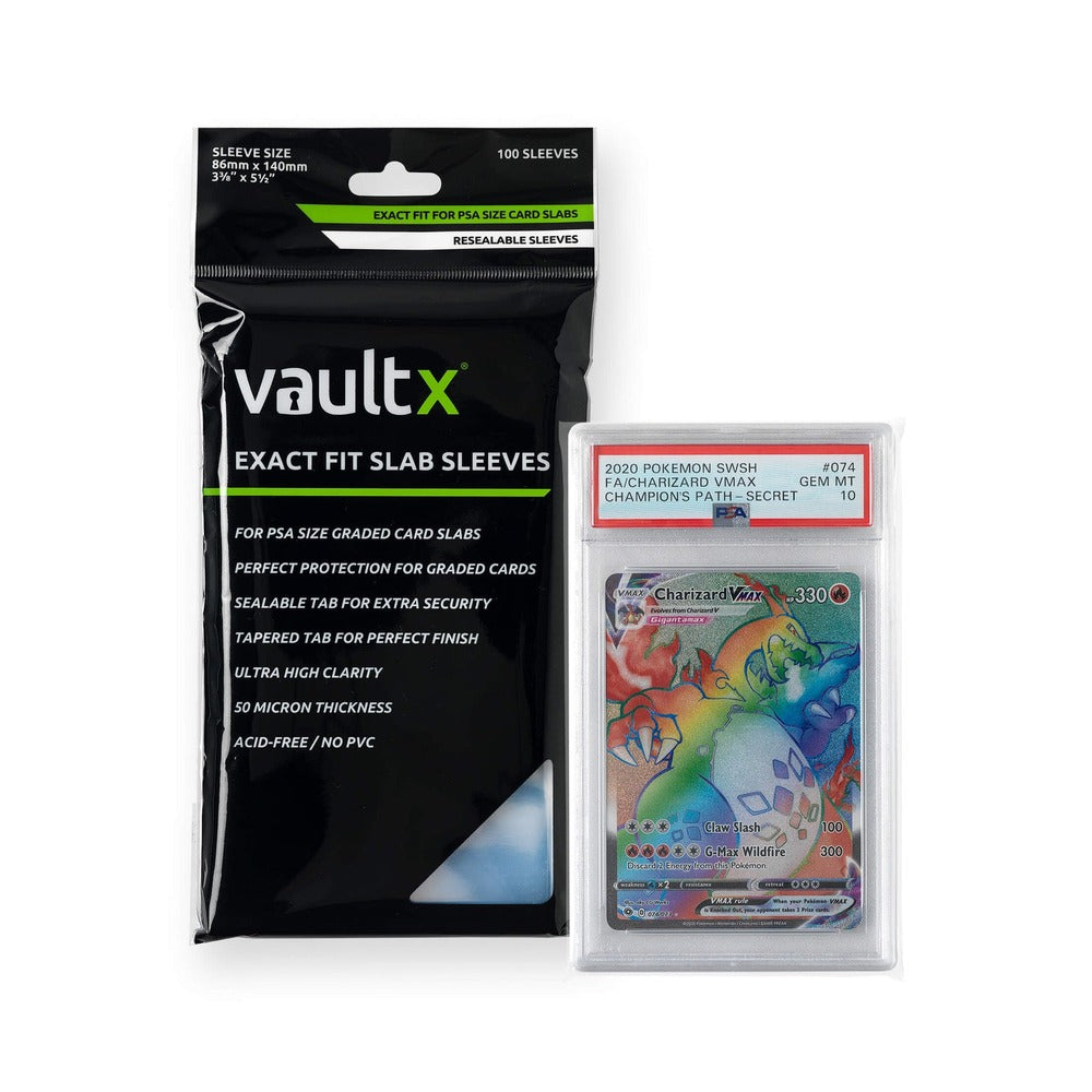VaultX Exact Fit Slab Sleeves PSA – Fundas Premium para Slabs Gradeados - 100 fundas