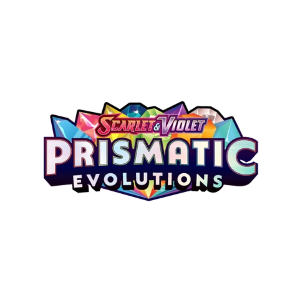 Logo de la colección prismatic evolutions con colores vibrantes y diseño prismático destacado