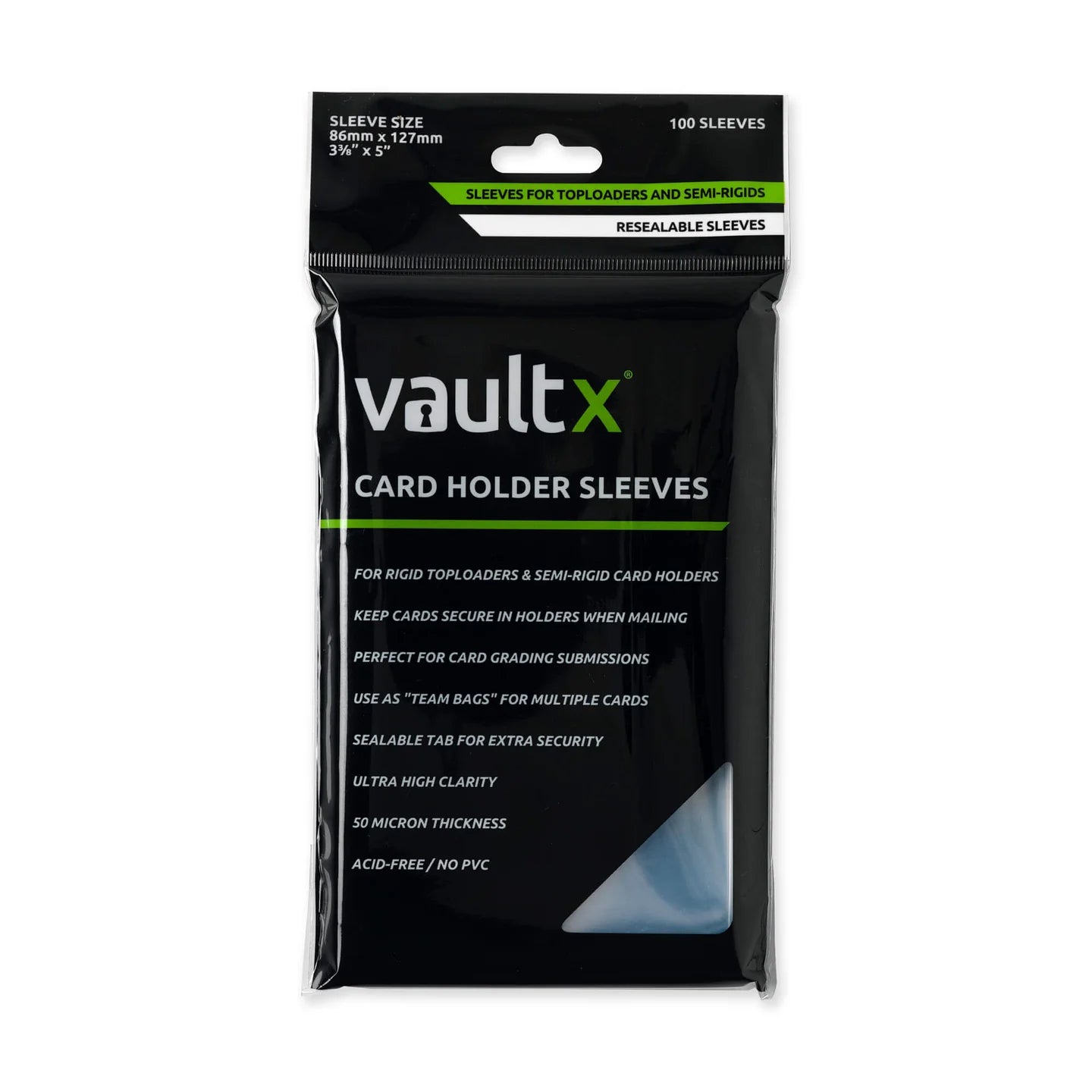 VaultX Card Holder Sleeves – Fundas con Cierre para Toploader y Semi Rígidos - 100 fundas