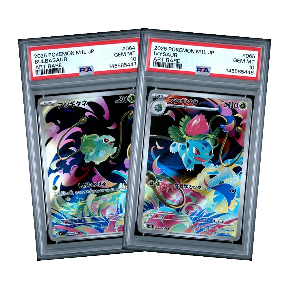 [ SECUENCIAL ] Bulbasaur #064 + Ivysaur #065 AR M1L Mega Brave PSA 10 - Japonés