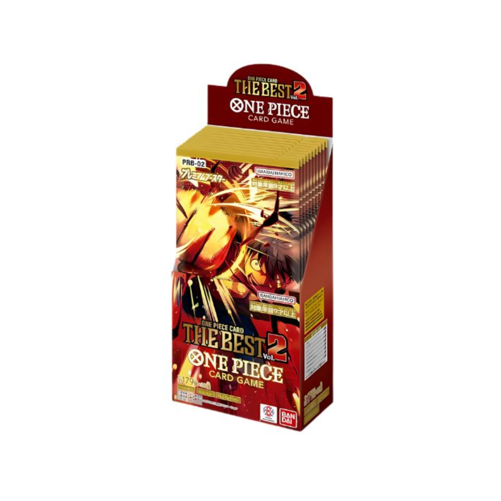 Expositor de sobres One Piece con Luffy en acción. Caja One Piece PRB02 The Best Premium  en Japonés.