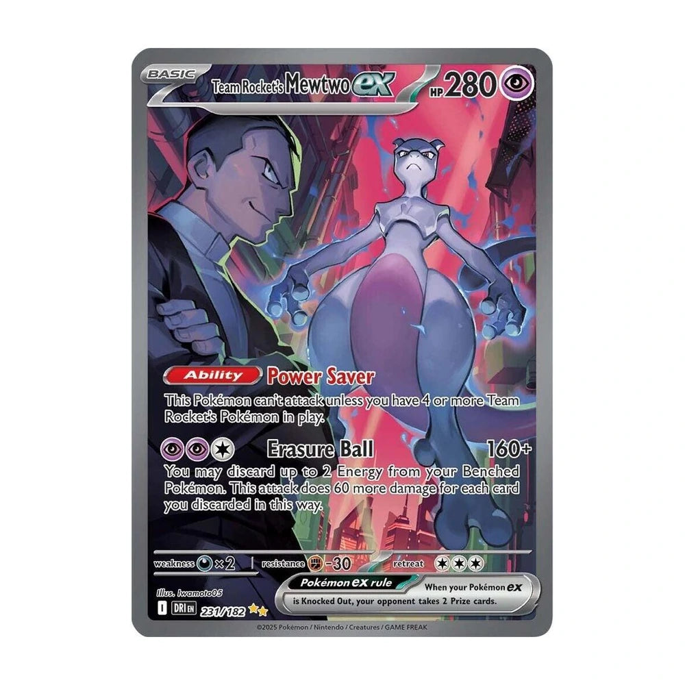 Team Rocket's Mewtwo ex 231/182 Special Illustration Rare de Destined Rivals en inglés