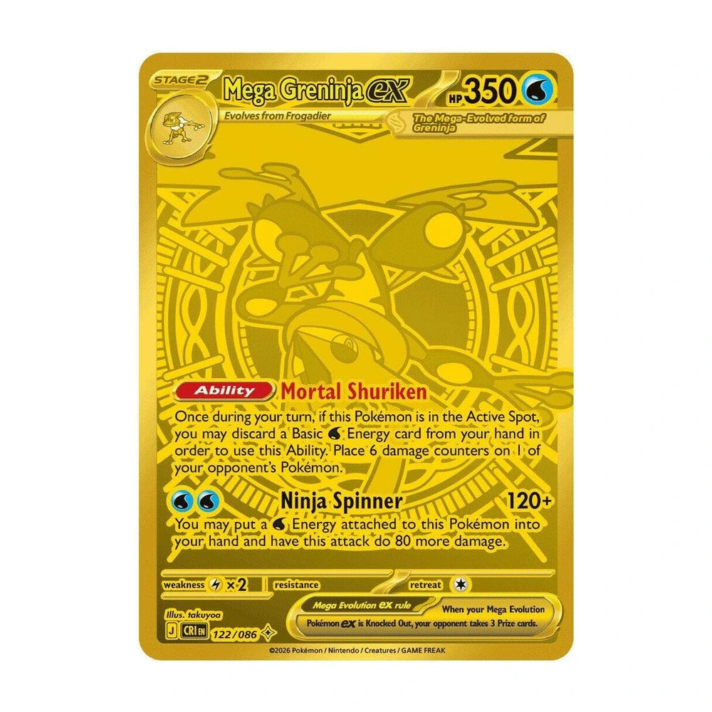 Mega Greninja ex Mega Hyper Rare dorada 122/086 · Chaos Rising inglés