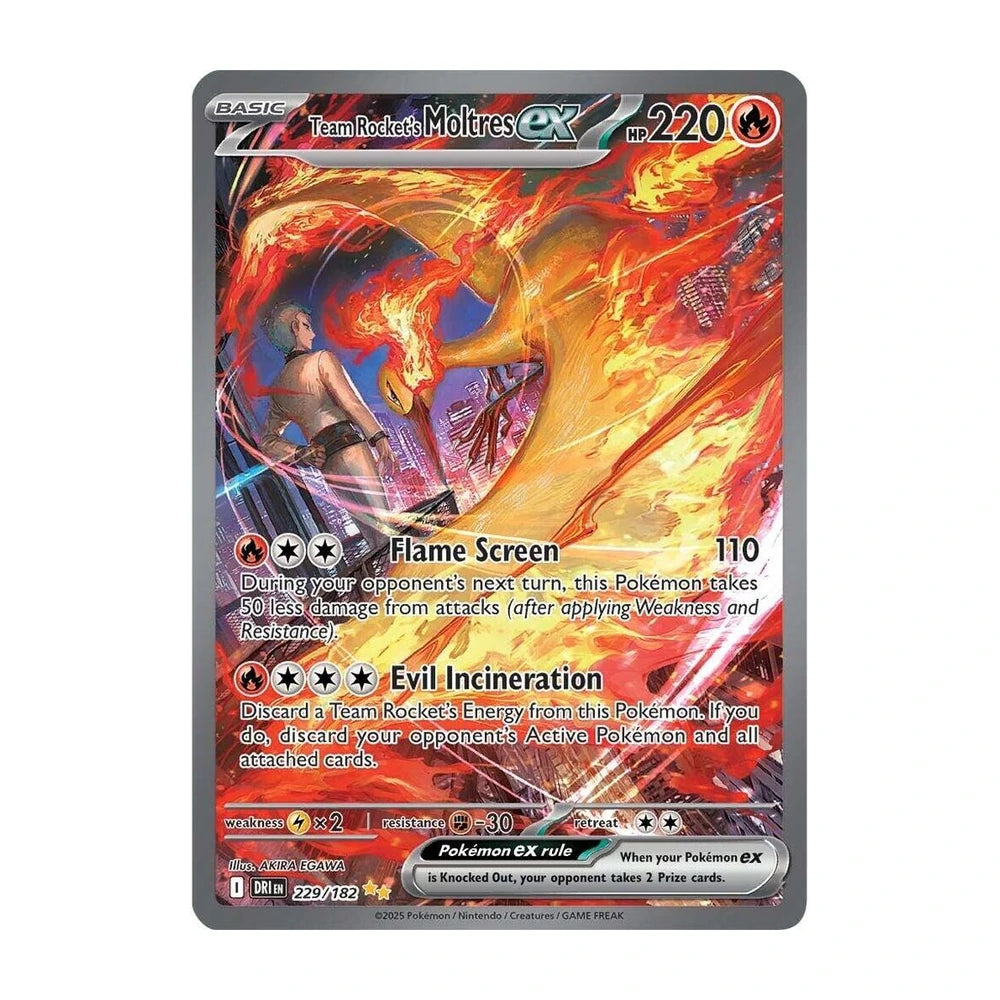 Team Rocket's Moltres ex 229/182 Special Illustration Rare de Destined Rivals en inglés