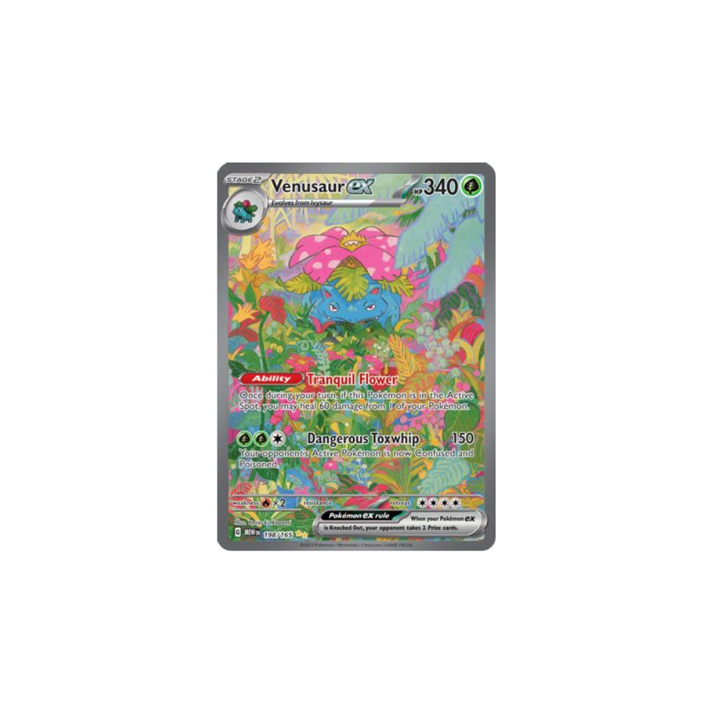 Carta Venusaur EX brillo de la caja Booster Bundle Pokémon 151 en Inglés de Metamorph Center