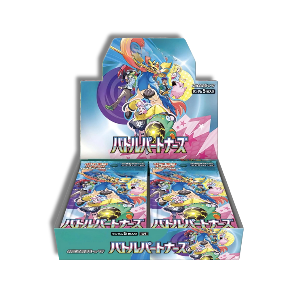 Caja Battle Partners - Japonés: exhibidor de sobres TCG con arte colorido de personajes, ideal para coleccionistas y ventas