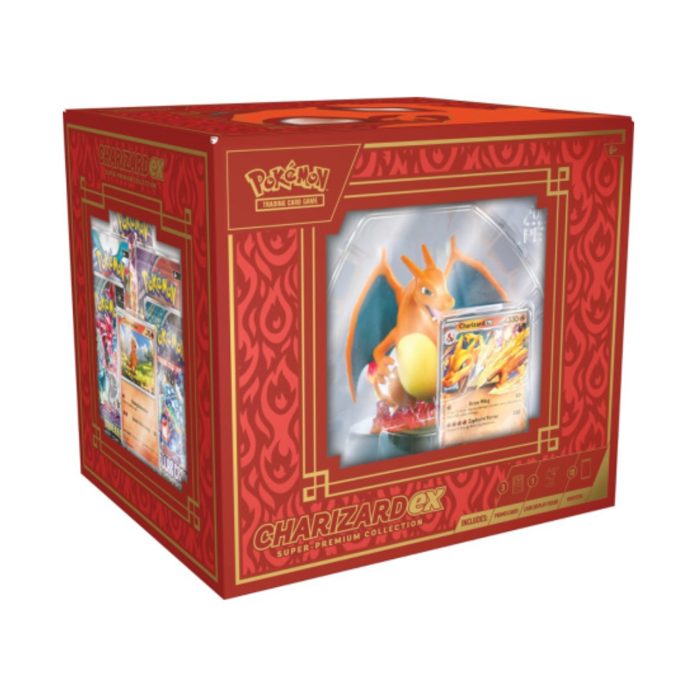 Caja Charizard ex Super Premium Collection en Inglés con figura y cartas coleccionables de Pokémon