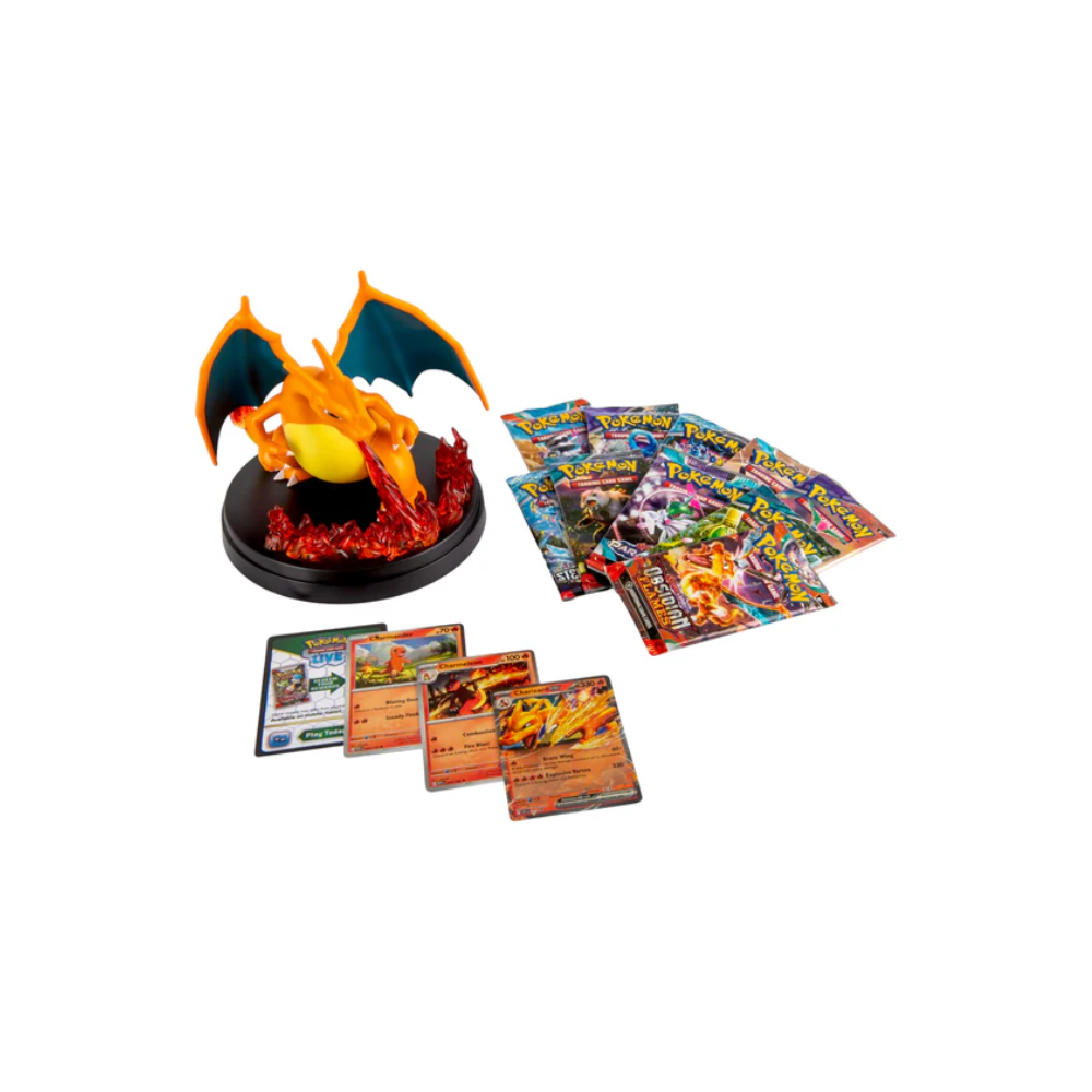 Caja Charizard ex Super Premium Collection en Inglés con cartas, figura y accesorios Pokémon TCG