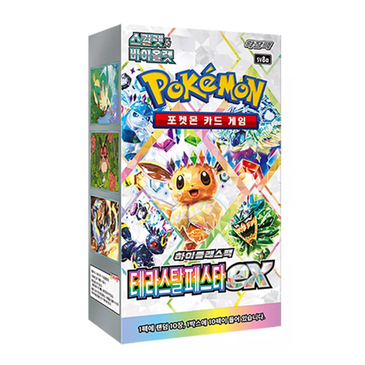 Caja Terastal Festival EX - Coreano de sobres Pokémon TCG con diseño colorido y personajes destacados