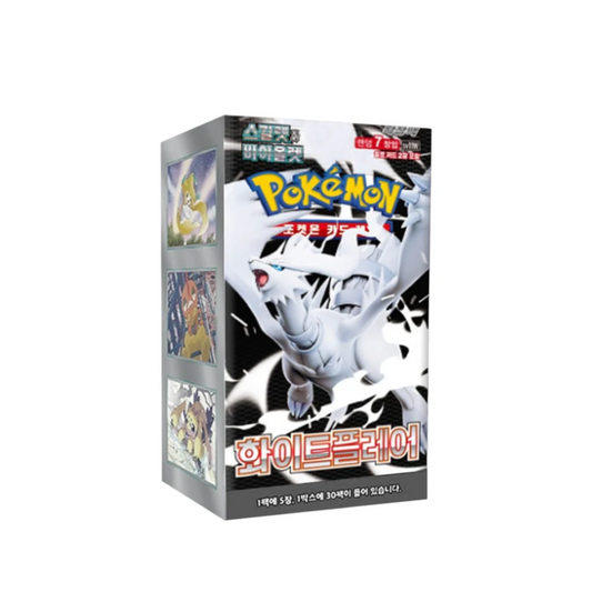Caja White Flare - Coreano de sobres Pokémon TCG con diseño de Pokémon blanco y logo colorido