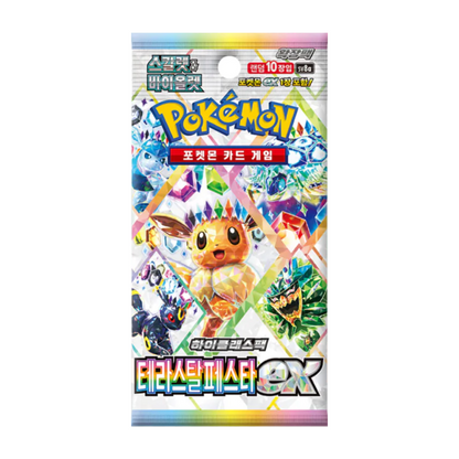 Sobre Pokémon TCG con Eevee y arte terastal brillante paquete sellado Metamorph Center Sobre Terastal Festival EX en Coreano