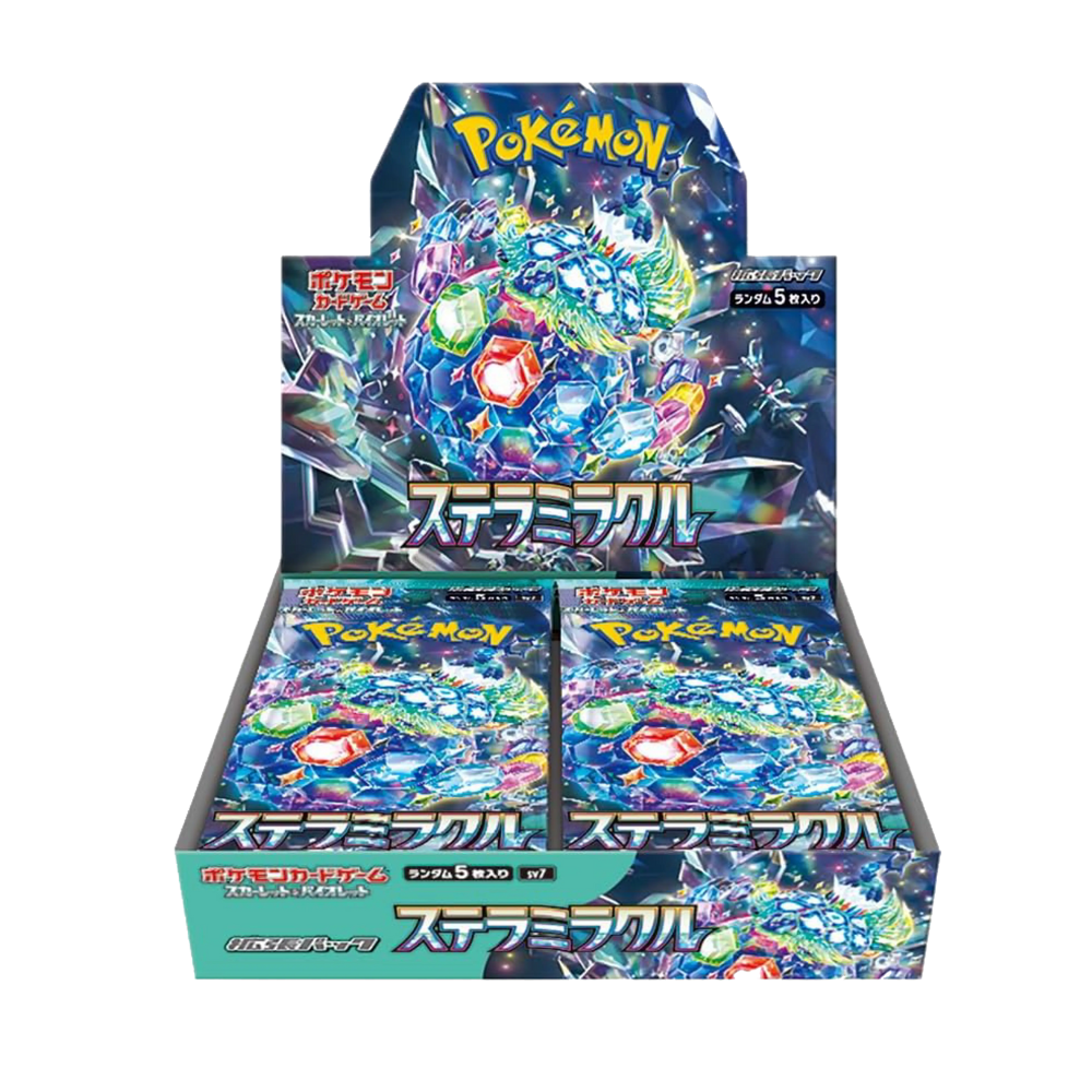 Caja de sobres de Pokémon TCG Stellar Miracle en Japonés, ideal para coleccionistas y jugadores.