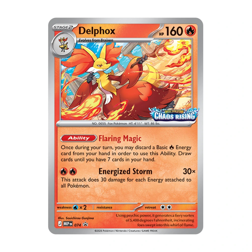 Promo foil Delphox MEP 074 de la Build & Battle Box de Chaos Rising