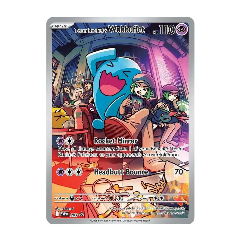 Promo full-art Team Rocket's Wobbuffet SVP 203 de la ETB de Destined Rivals
